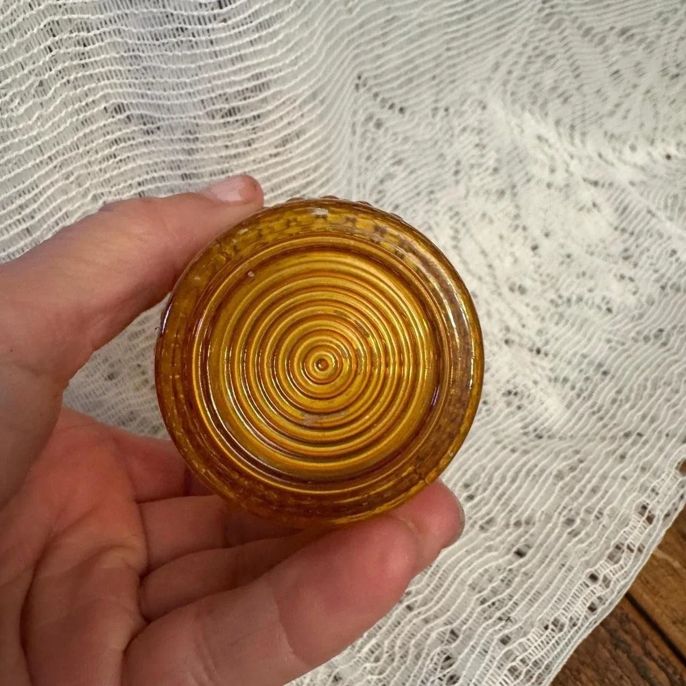 Vintage Amber Hobnail Glass Votive Candle Holder‎ Retro Honey Gold 2.5x2.25